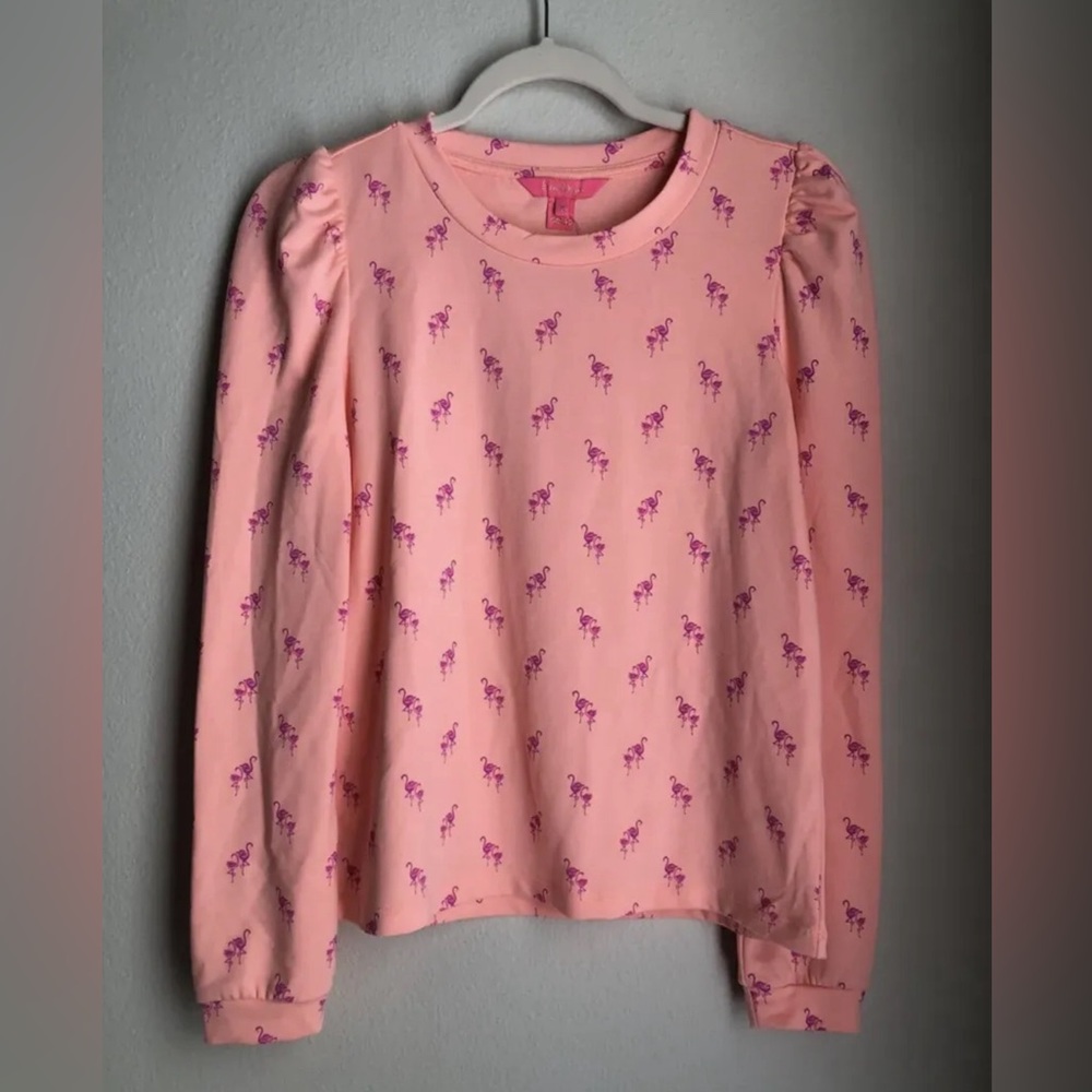 NEW Lilly Pulitzer XS Jansen Novelty Sweatshirt Peach Hyacinth Me And My Minnie